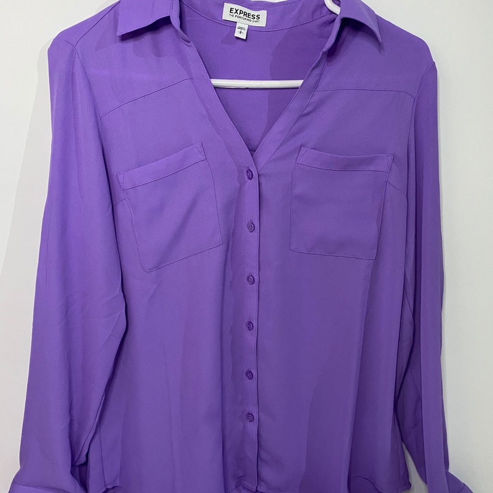Purple button up blouse - Picture 2 of 6